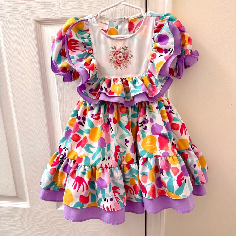 Baby Girl Colorful Floral Ruffle Dress